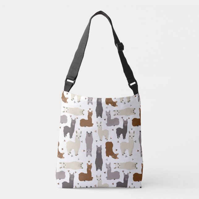 Alpacas Geo Pattern Crossbody Bag (Front)