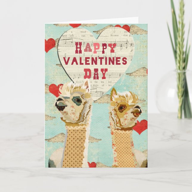 Alpacas Heart Valentine Card (Front)