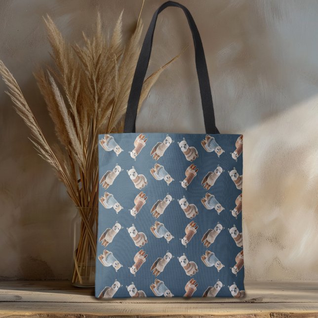 Alpacas in Sweaters Pattern Knitting Tote Bag (Creator Uploaded)