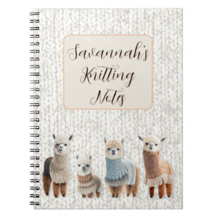 Alpacas in Sweaters Personalized Knitting  Notebook