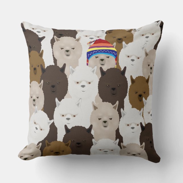 Alpacas Throw Pillow (Front)