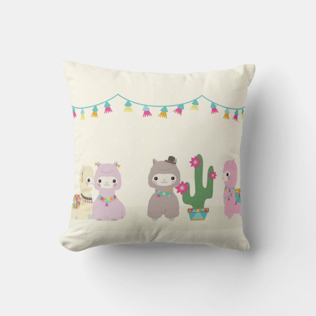 Alpacas Throw Pillow (Front)