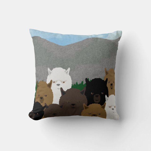 Alpacas Throw Pillow (Front)
