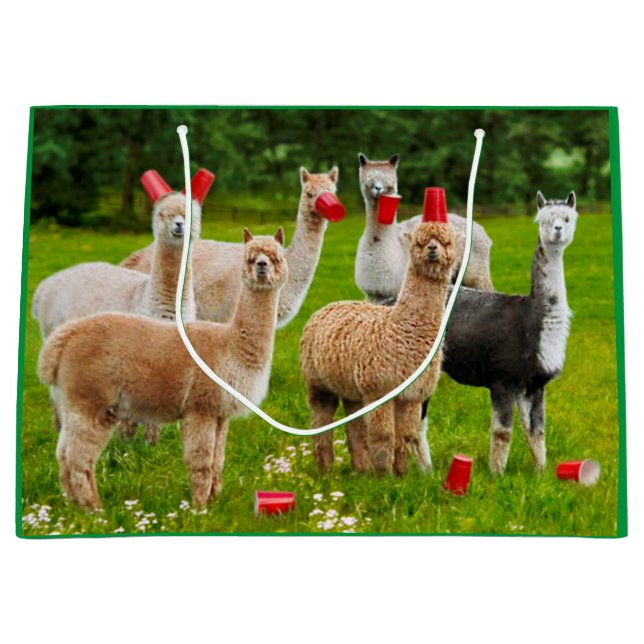 Alpacas With Red Cups Large Gift Bag (Front)