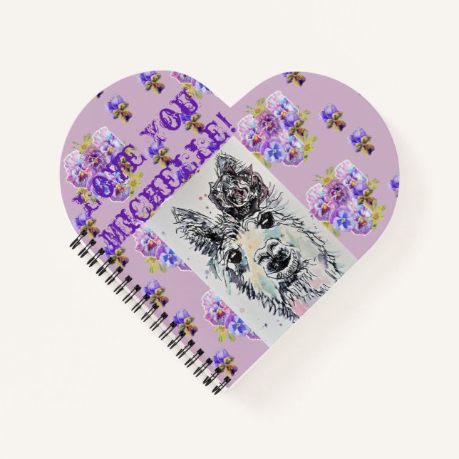 Alpacca llama Love You floral Name cute Notebook (Front)