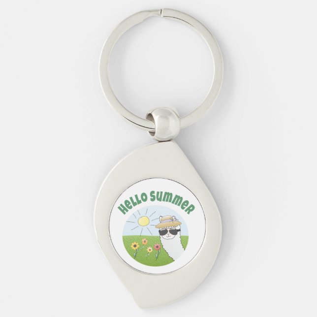 Alpaka party Hello Summer Alpaca partytime Keychain (Front)