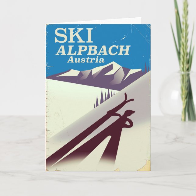 Alpbach Austrian ski travel poster Card (Front)