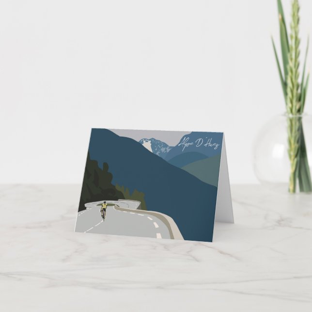 Alpe d’Huez cycling digital print Thank You Card (Front)