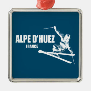 Alpe d’Huez France Skier Metal Ornament