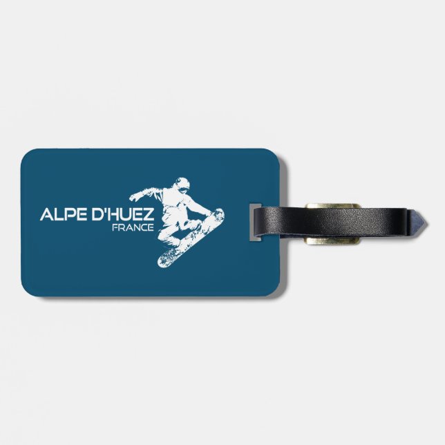 Alpe d’Huez France Snowboarder Luggage Tag (Back Horizontal)
