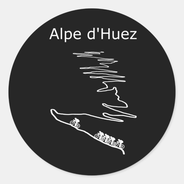 Alpe d Huez in France cycling design for men and Classic Round Sticker (Front)