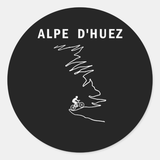 alpe dhuez france road cycling classic round sticker (Front)