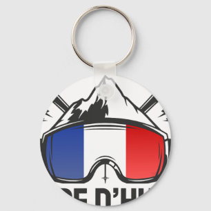 Alpe D'huez France Ski Resort Retro Skiing Keychain