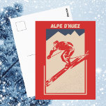 Alpe d'Huez France Ski Resort Vintage Postcard<br><div class="desc">A Vintage Geometric Ski Poster for the famous French mountain village and ski resort Alpe d'Huez in the Alps.
Perfect for skiers,  snow and mountain lovers.</div>