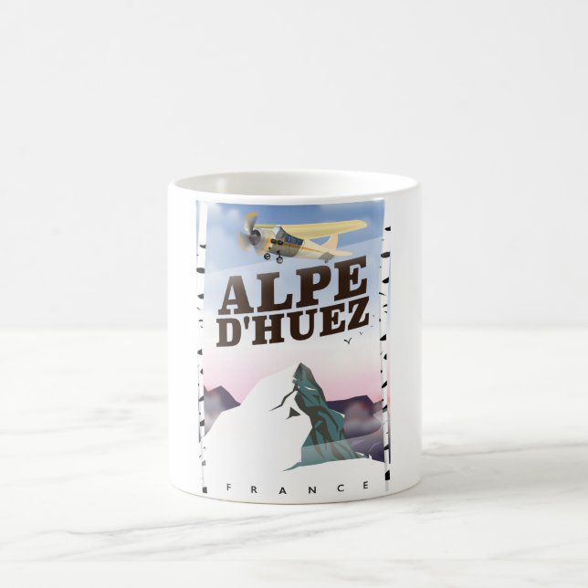 Alpe d'Huez, France ski travel poster Coffee Mug (Center)