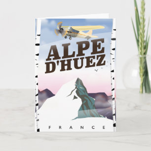 Alpe d'Huez, France ski travel poster Holiday Card