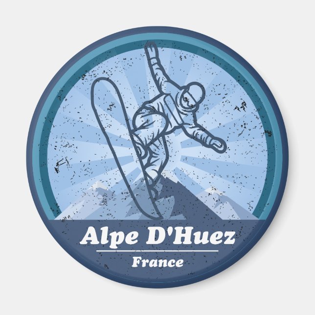 Alpe d'Huez Station de ski - Snowboard Magnet (Front)