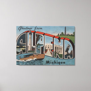 Alpena, Michigan - Large Letter Scenes Canvas Print