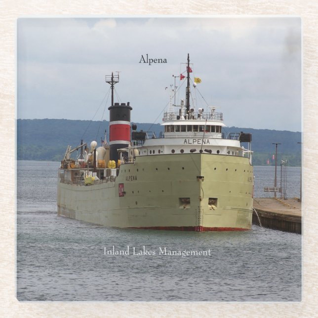 Alpena Soo glass coaster (Front)