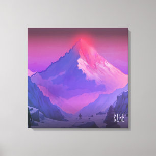 Alpenglow Everest RISE Minimalist Motivational Art Canvas Print