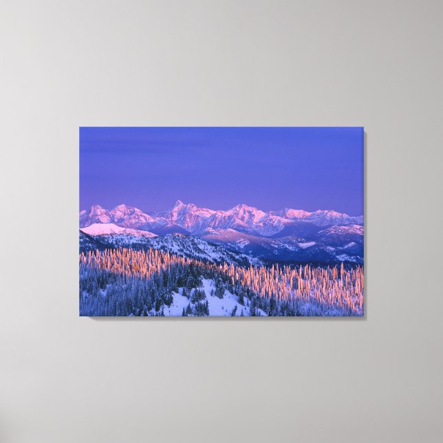 Alpenglow strikes the peaks of Glacier Canvas Print (Front)