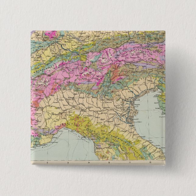 Alpenlander - Atlas Map of the Alps 2 Inch Square Button (Front)