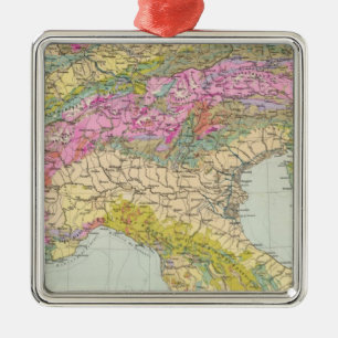 Alpenlander - Atlas Map of the Alps Metal Ornament