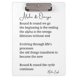 Alpha and omega poem vertical print wall art decor clipboard