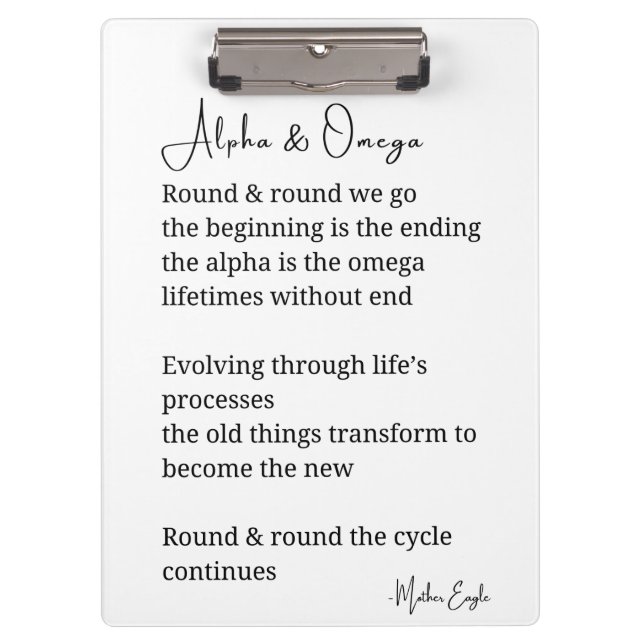 Alpha and omega poem vertical print wall art decor clipboard (Front)