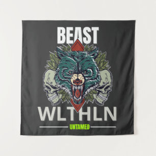 Alpha Beast _ Untamed Wolf Streetwear Fearless  Tapestry