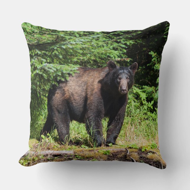 Alpha Black Bear Throw Pillow (Front)