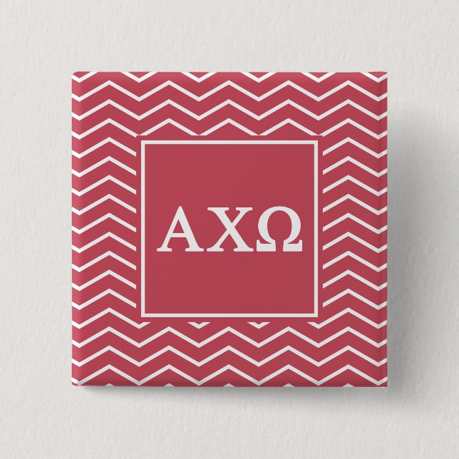 Alpha Chi Omega | Chevron Pattern 2 Inch Square Button (Front)