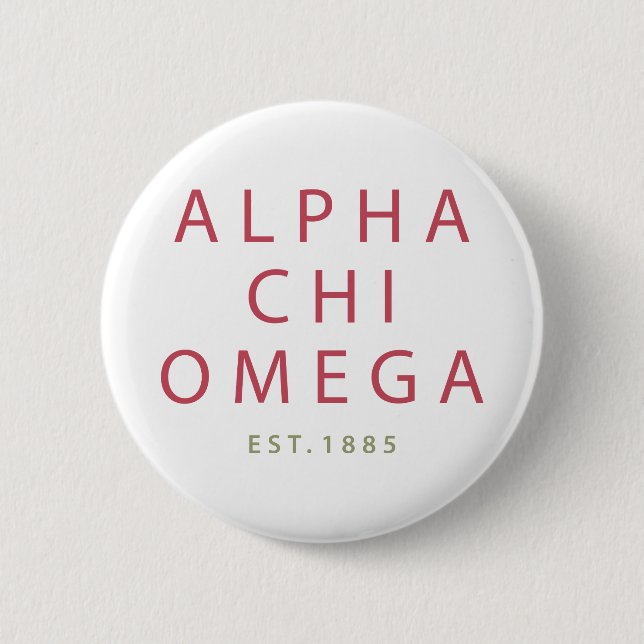 Alpha Chi Omega | Est. 1885 2 Inch Round Button (Front)