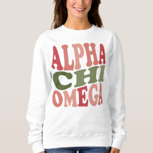 Alpha Chi Omega Groovy Retro Stacked Graphic Sweatshirt
