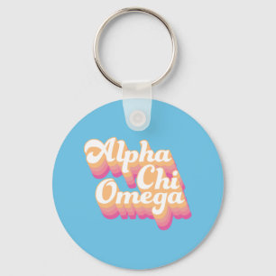 Alpha Chi Omega   Groovy Script Keychain