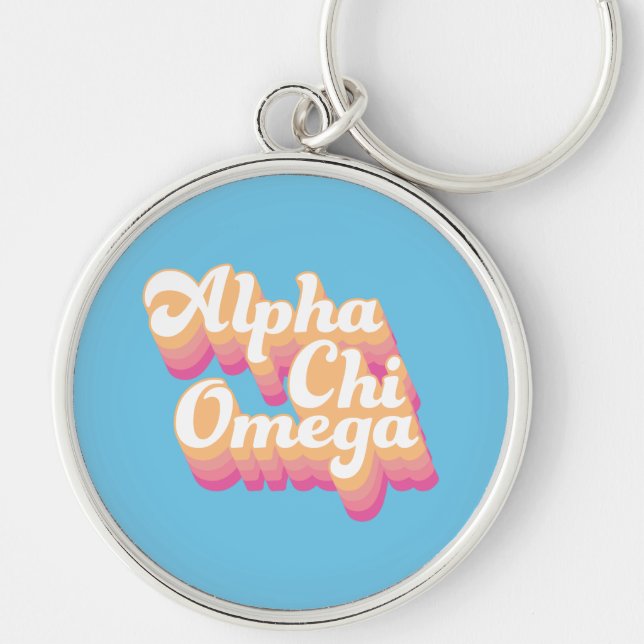 Alpha Chi Omega | Groovy Script Keychain (Front)
