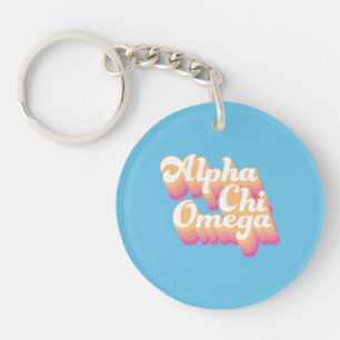Alpha Chi Omega   Groovy Script Keychain