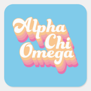 Alpha Chi Omega   Groovy Script Square Sticker