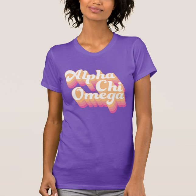 Alpha Chi Omega | Groovy Script T-Shirt (Front)
