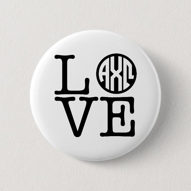 Alpha Chi Omega | Love 2 Inch Round Button (Front)