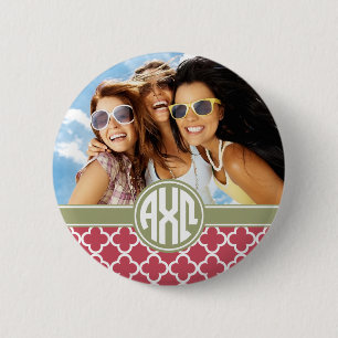 Alpha Chi Omega Monogram and Photo 2 Inch Round Button