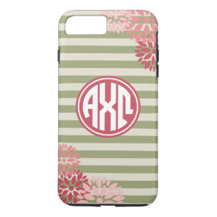 Alpha Chi Omega   Monogram Stripe Pattern iPhone 8 Plus/7 Plus Case