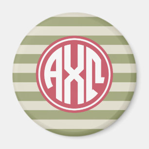 Alpha Chi Omega   Monogram Stripe Pattern Magnet