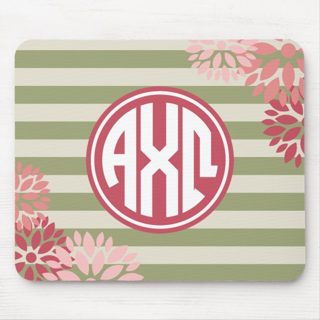 Alpha Chi Omega | Monogram Stripe Pattern Mouse Pad (Front)