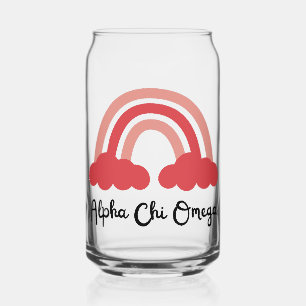 Alpha Chi Omega Sorority Red Monochrome Rainbow Can Glass