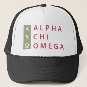 Alpha Chi Omega   Stacked Logo Trucker Hat