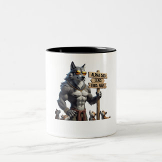 Alpha Dad – Funny Wolf Pack Leader Two-Tone Coffee Mug