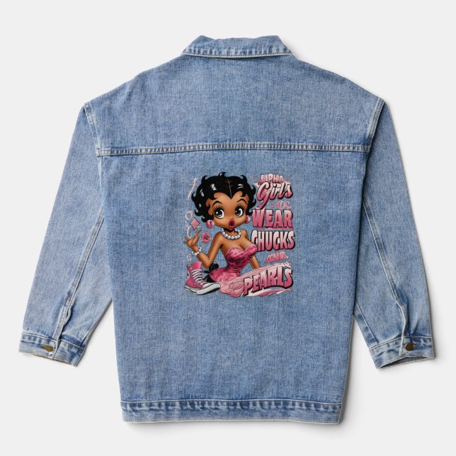 Alpha Girls Chucks & Pearls Denim Jacket (Back)