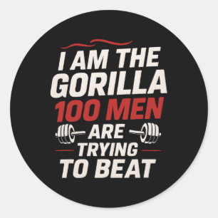 Alpha Gorilla Gym Bodybuilding Funny Bold Workout  Classic Round Sticker