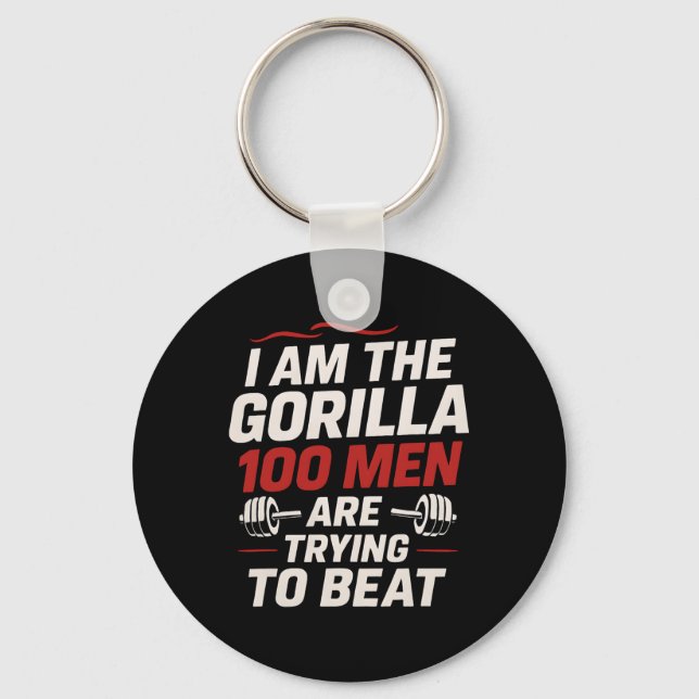 Alpha Gorilla Gym Bodybuilding Funny Bold Workout  Keychain (Front)